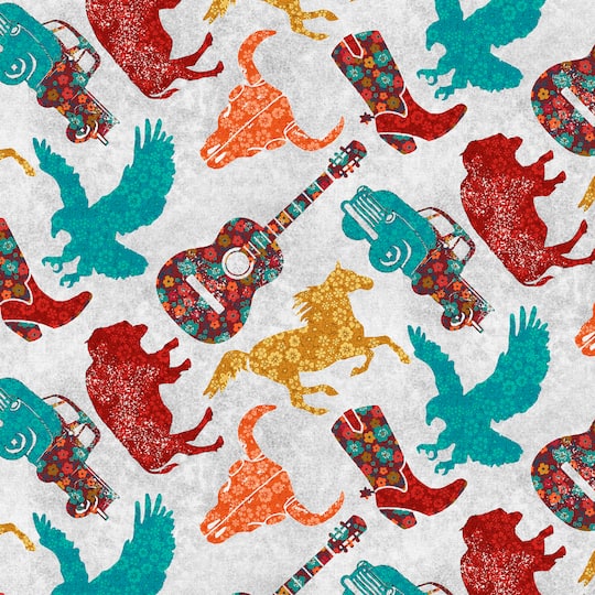 Fabric Editions White Southwest Sunset Cotton Fabric
